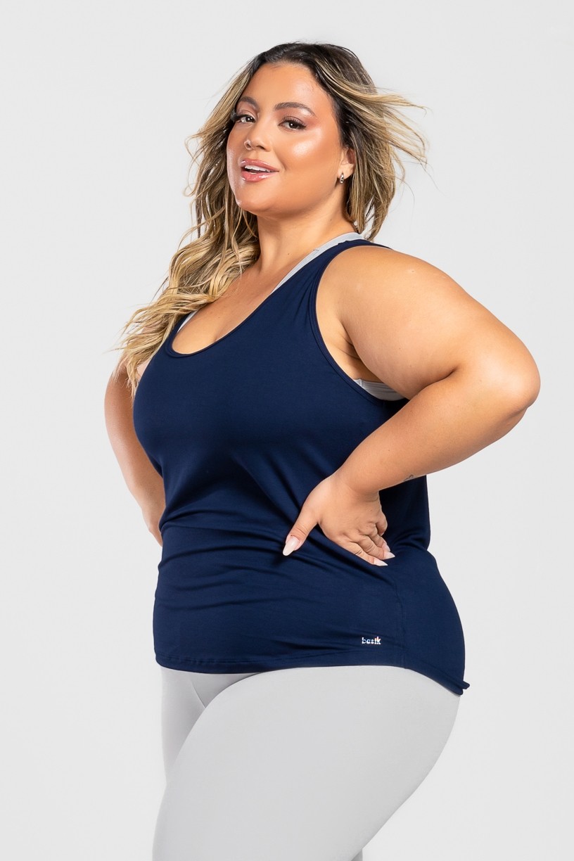 Camiseta Nadador Básica Plus Size (Azul Marinho) | Ref: KP3081-B