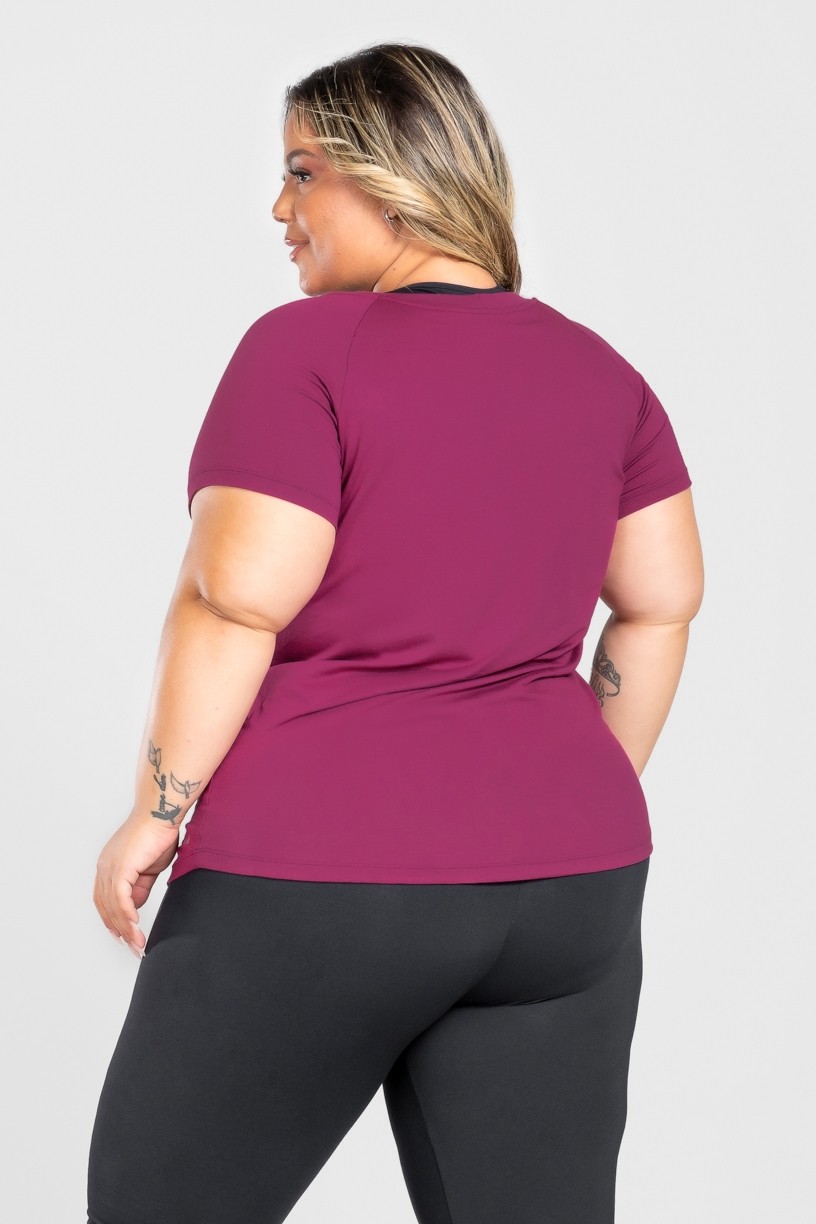 Camiseta Raglan Básica Plus Size (Roxo) | Ref: KP3082-C