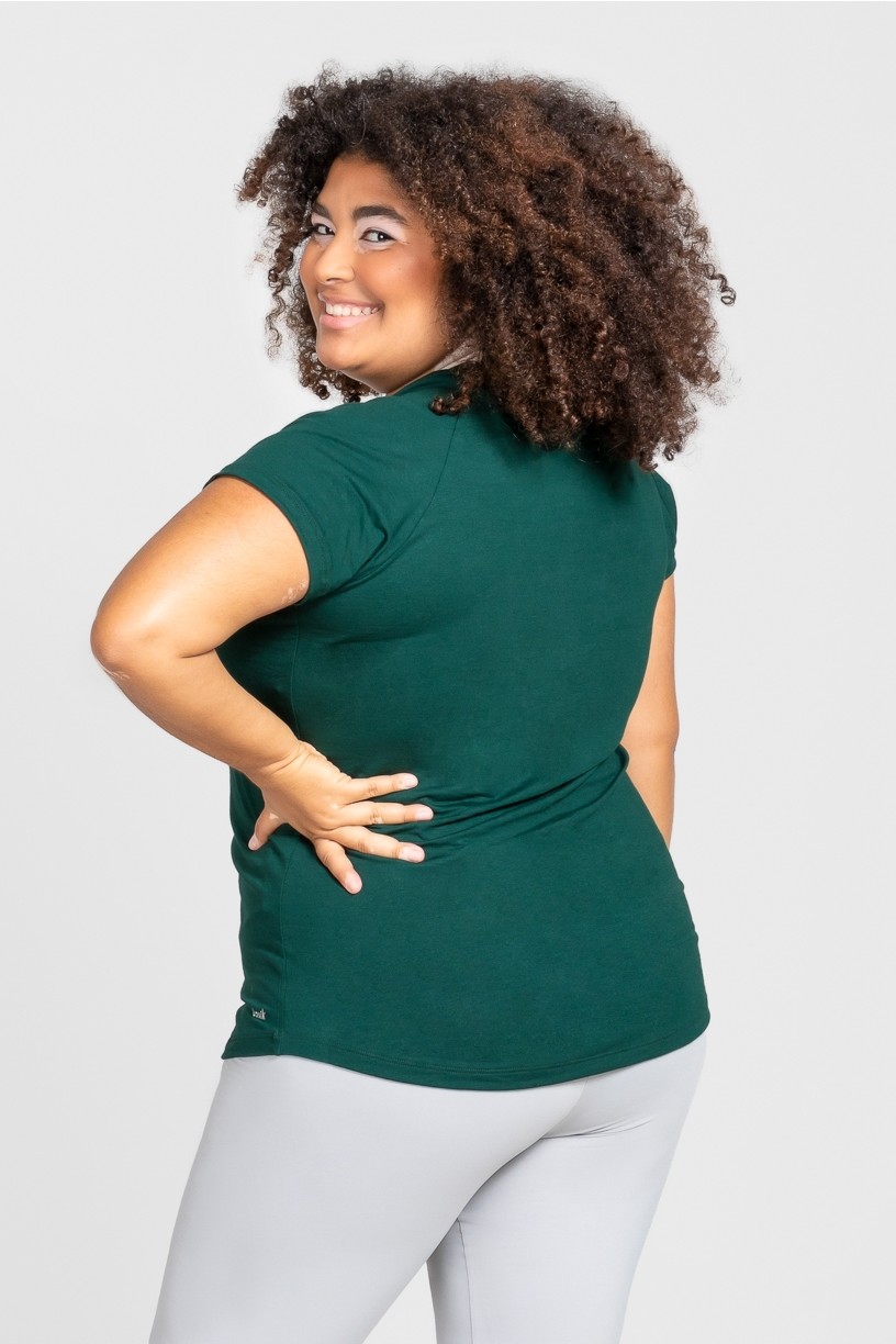 Camiseta Raglan Básica Plus Size (Verde Escuro) | Ref: KP3082-H