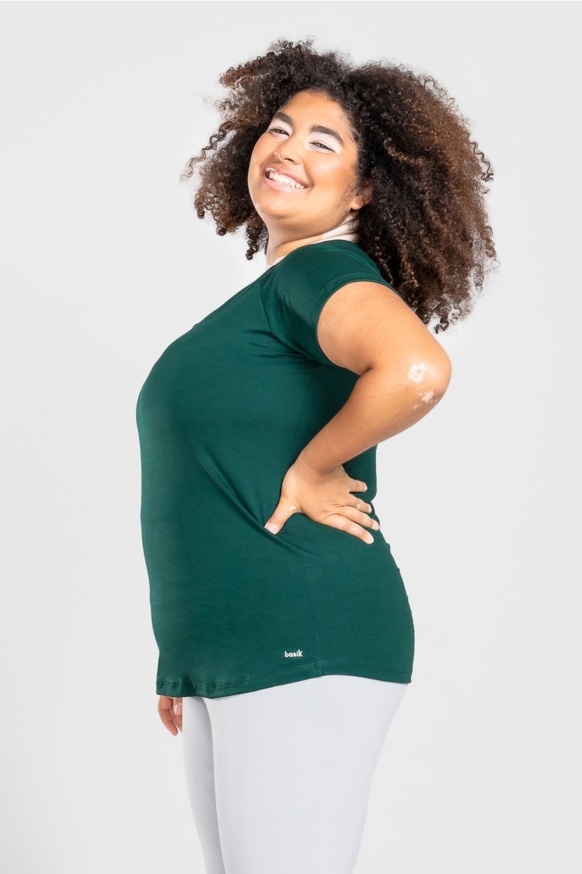 Camiseta Raglan Básica Plus Size (Verde Escuro) | Ref: KP3082-H