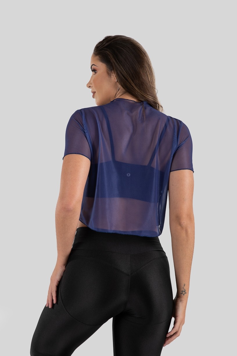 Cropped Camiseta de Tule (Azul Marinho)  Ref K3206-F