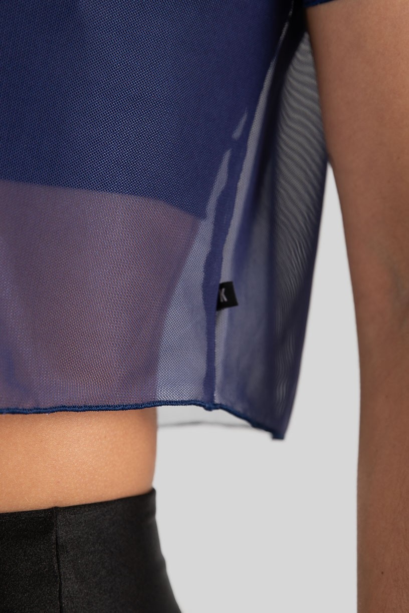 Cropped Camiseta de Tule (Azul Marinho)  Ref K3206-F