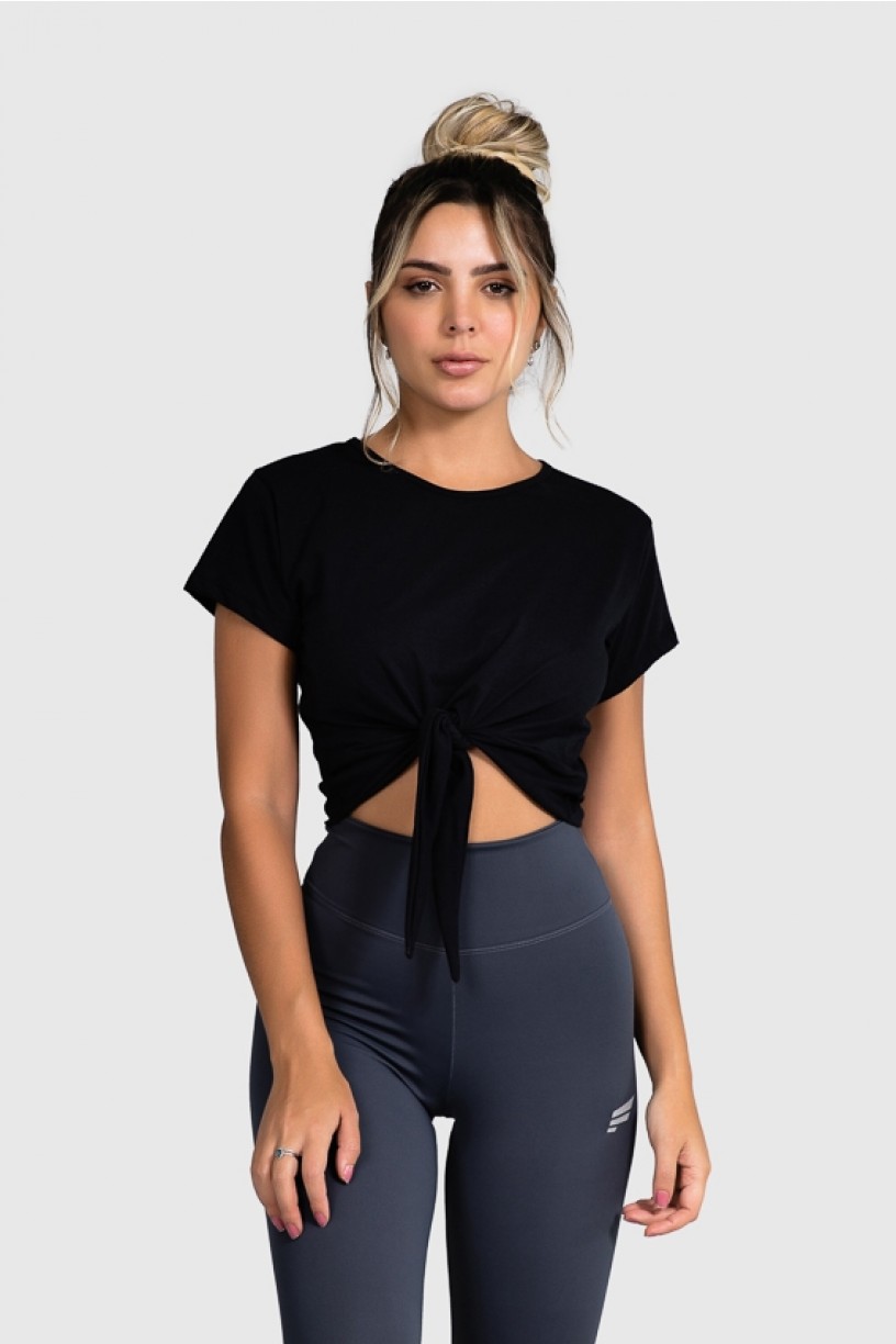 Cropped Fitness com Nó (Preto) | Ref: GO14-A