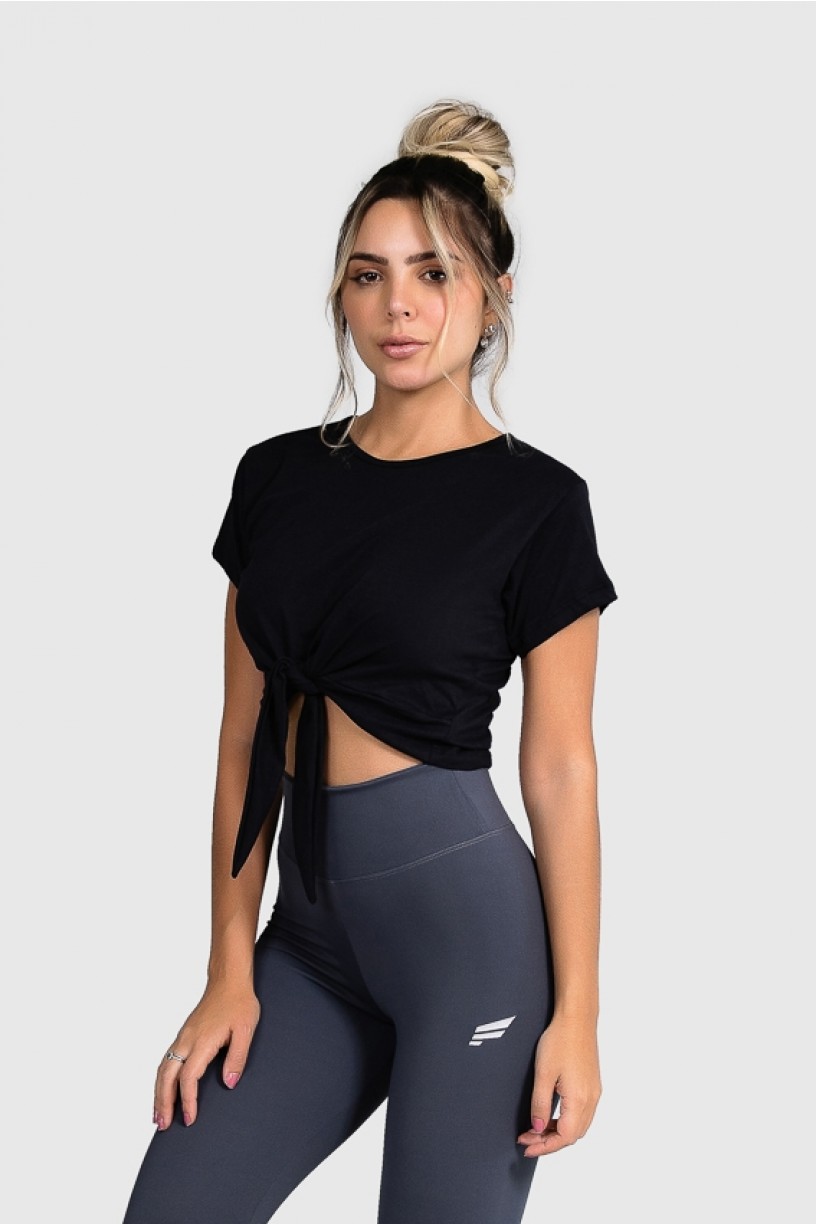 Cropped Fitness com Nó (Preto) | Ref: GO14-A