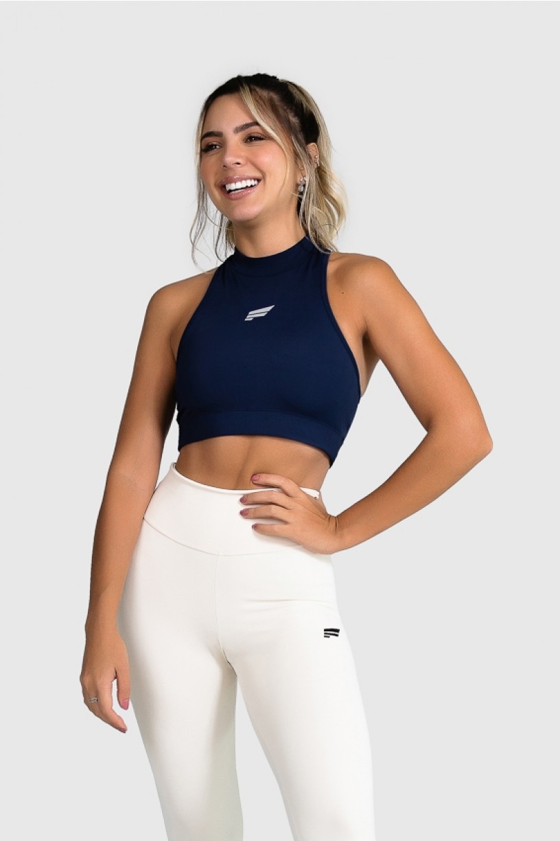 Cropped Fitness Gola Alta (Azul Marinho) | Ref: GO8-H