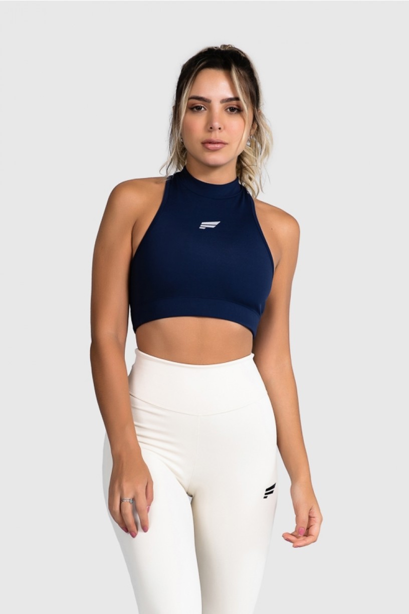 Cropped Fitness Gola Alta (Azul Marinho) | Ref: GO8-H