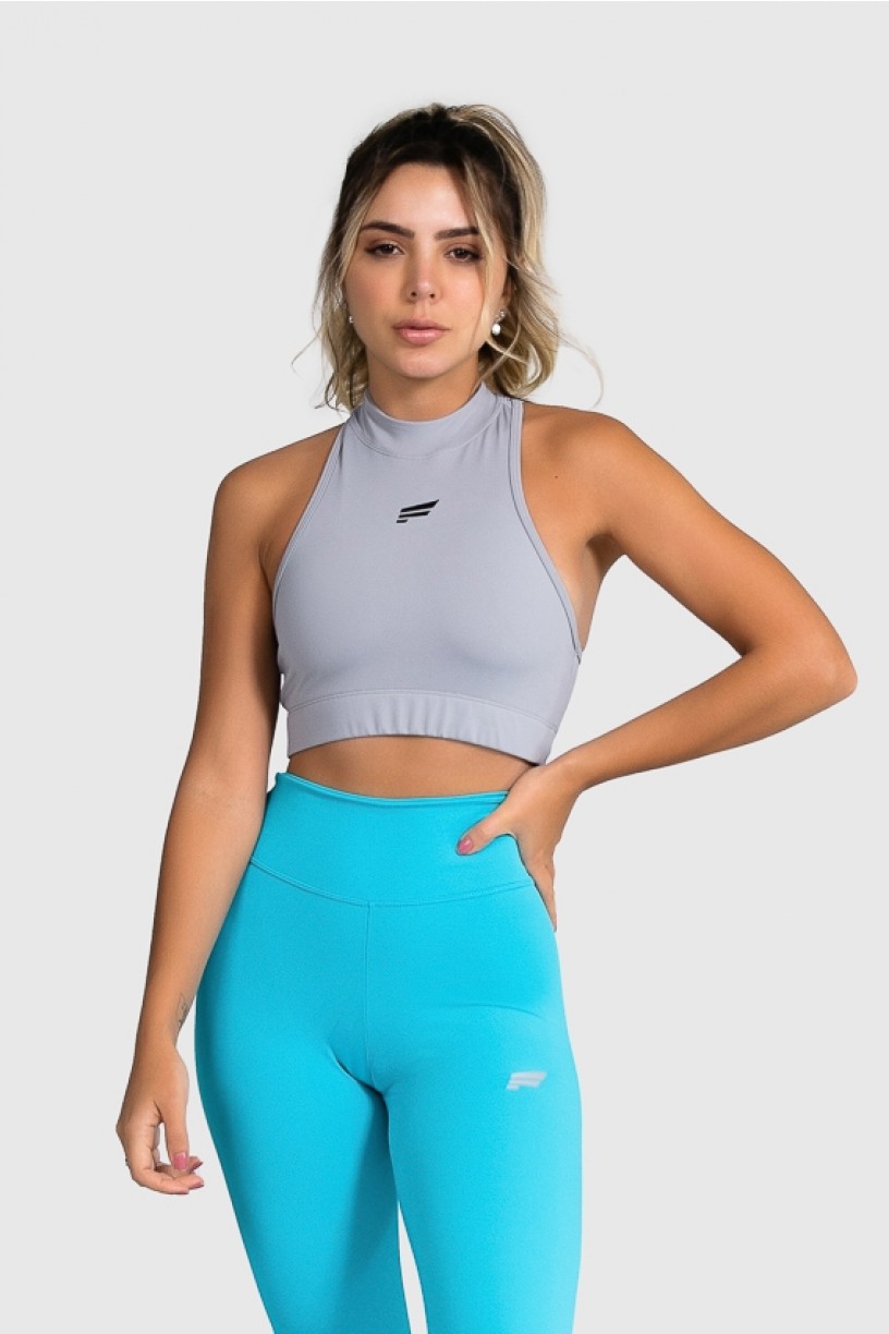 Cropped Fitness Gola Alta (Cinza) | Ref: GO8-J