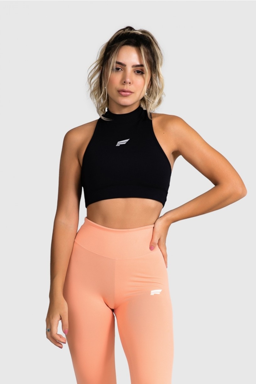 Cropped Fitness Gola Alta (Preto) | Ref: GO8-A