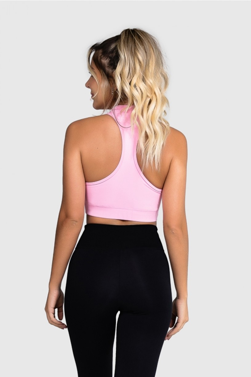 Cropped Fitness Gola Alta (Rosa Bebê) | Ref: GO8-G