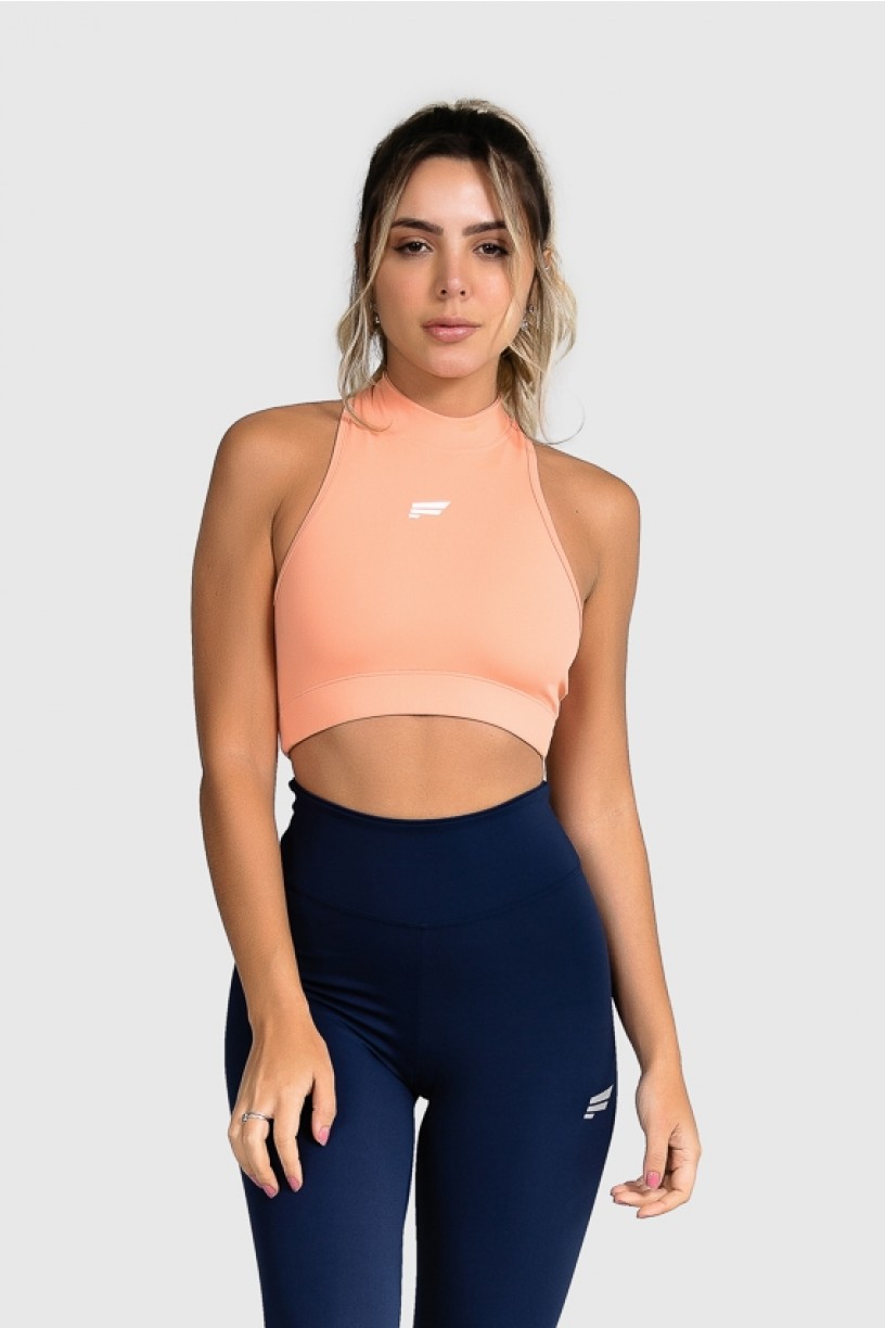 Cropped Fitness Gola Alta (Salmão) | Ref: GO8-F