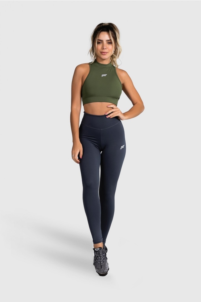 Cropped Fitness Gola Alta (Verde Militar) | Ref: GO8-I