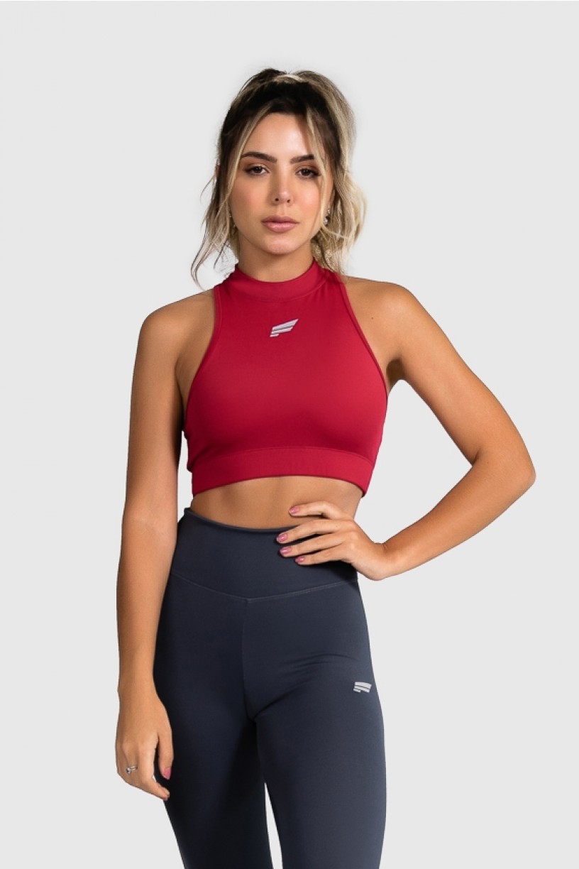 Cropped Fitness Gola Alta (Vinho) | Ref: GO8-C