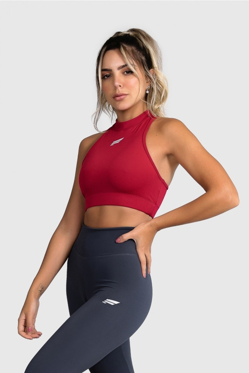 Cropped Fitness Gola Alta (Vinho) | Ref: GO8-C