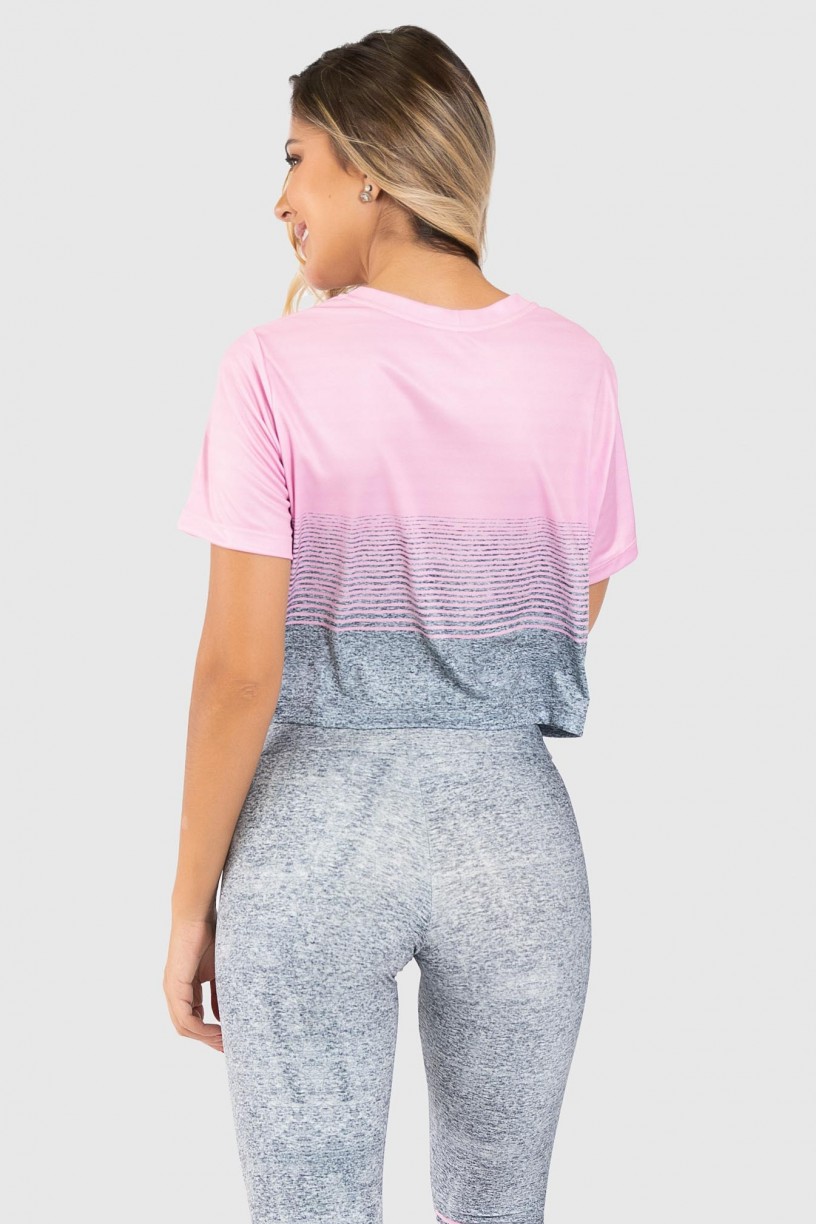 Cropped Fitness Soltinho Estampa Digital Delicate Horizon | Ref: GO199 