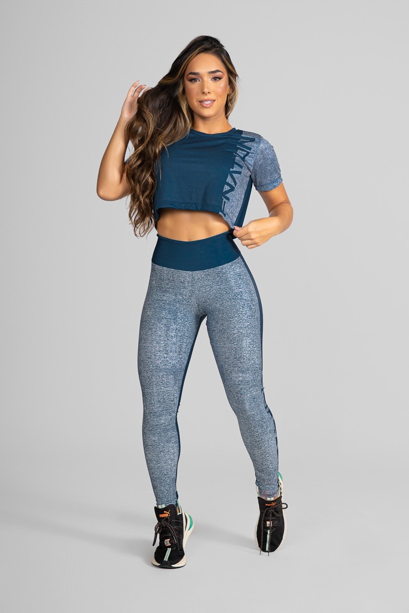 Cropped Fitness Soltinho Estampa Digital Double Merge | Ref: GO196