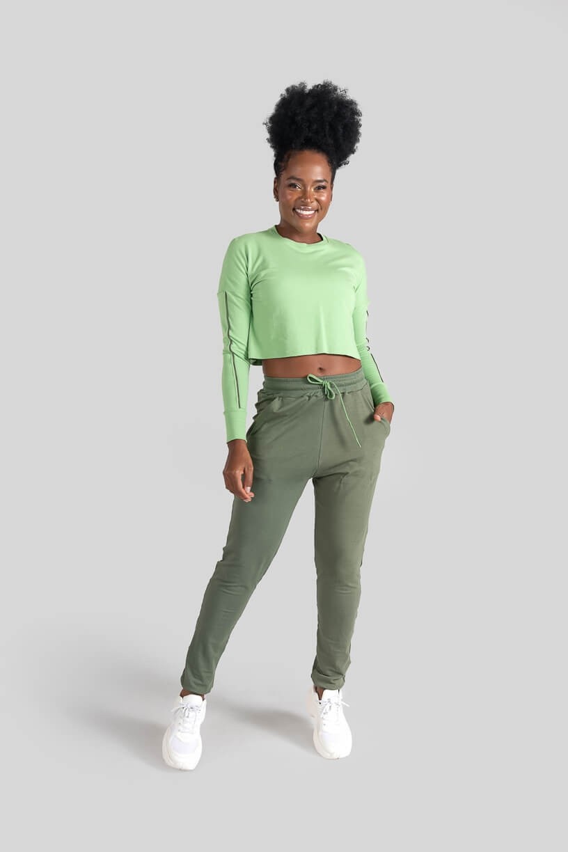 Cropped Manga Longa com Chapado (Verde / Verde Militar) | Ref: K3093-E