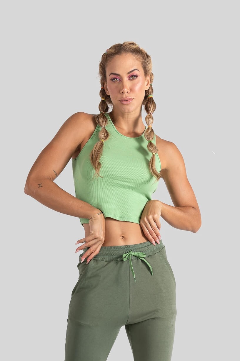 Cropped Tecido Canelado (Verde) | Ref: K3098-D