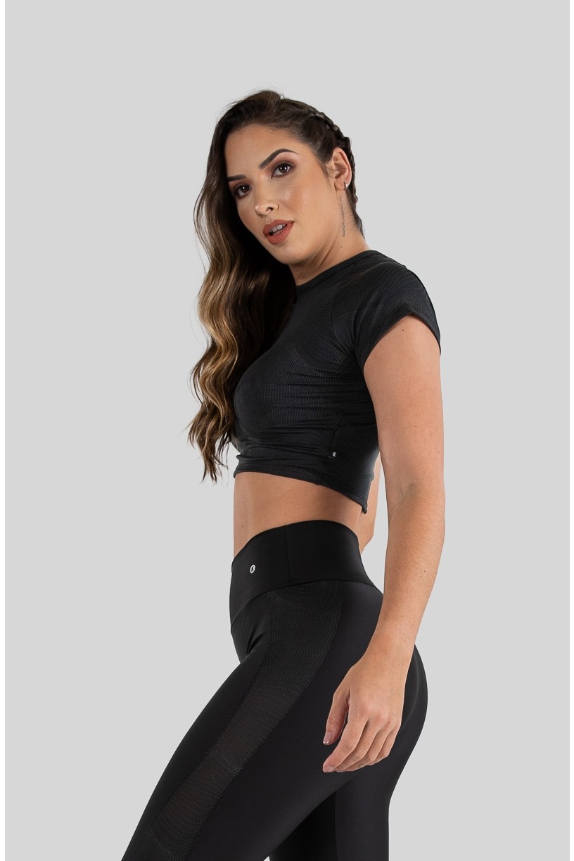 Cropped Raglan Refletivo (Preto Optical) | Ref: K3227-A