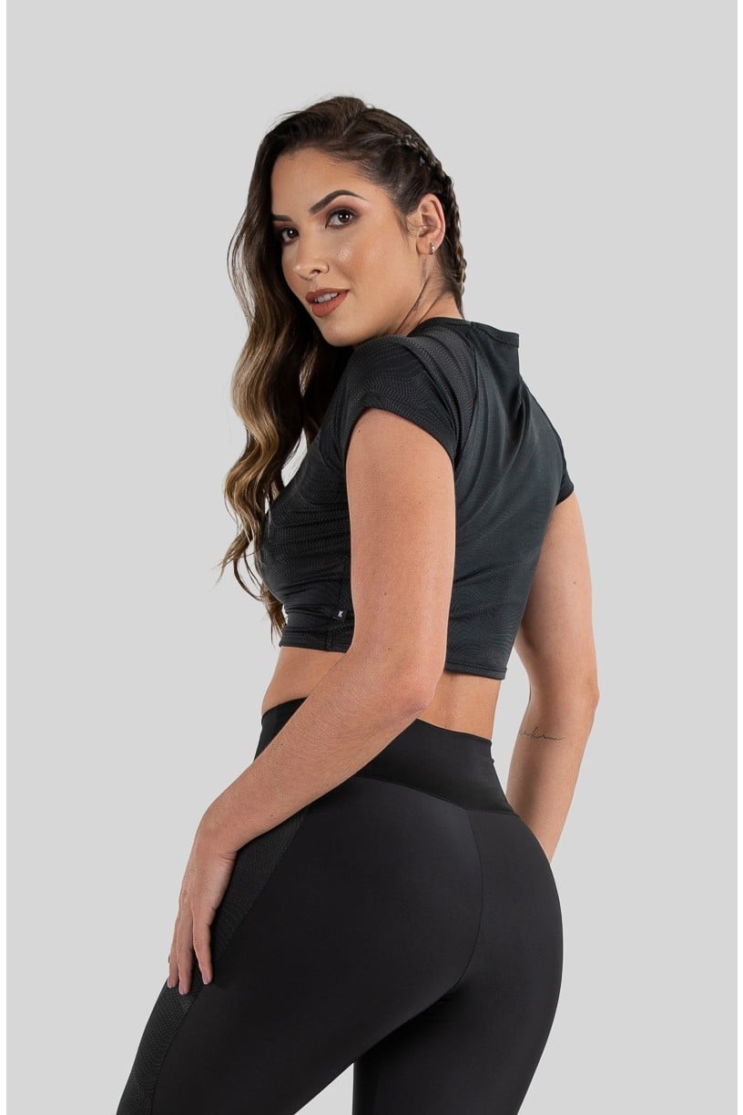 Cropped Raglan Refletivo (Preto Optical) | Ref: K3227-A
