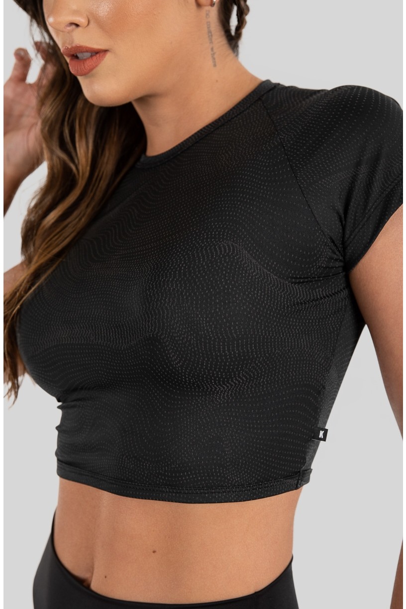 Cropped Raglan Refletivo (Preto Optical) | Ref: K3227-A
