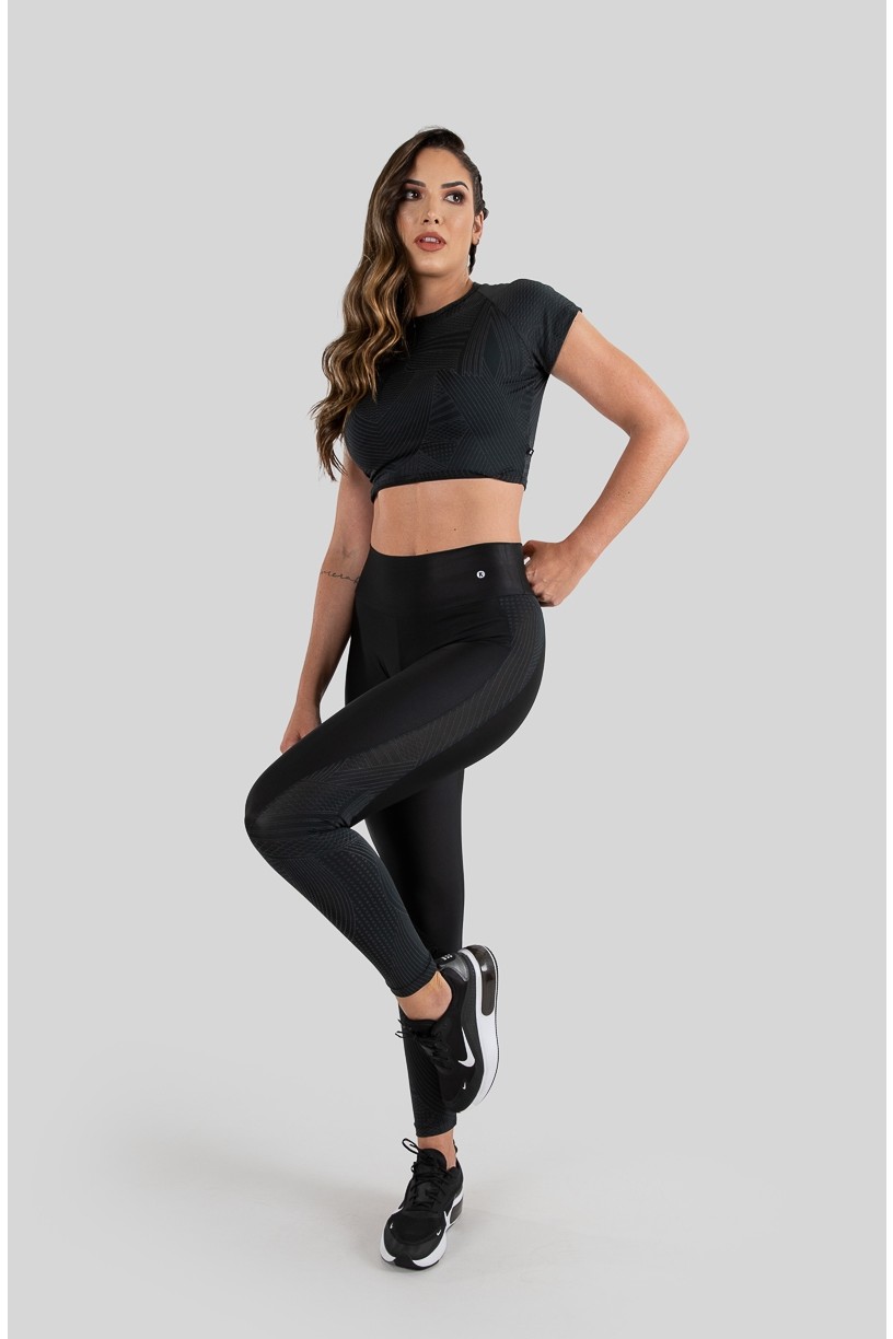 Cropped Raglan Refletivo (Preto Skin)  Ref K3227-B