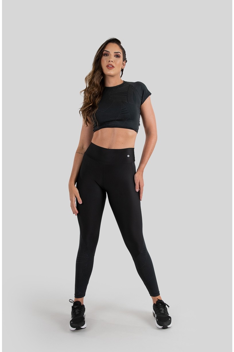 Cropped Raglan Refletivo (Preto Skin)  Ref K3227-B