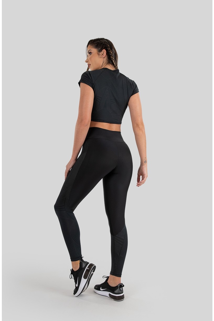 Cropped Raglan Refletivo (Preto Skin)  Ref K3227-B