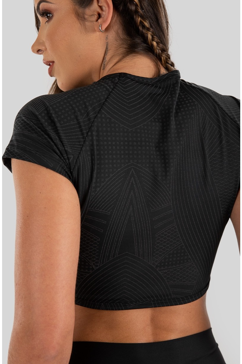 Cropped Raglan Refletivo (Preto Skin)  Ref K3227-B