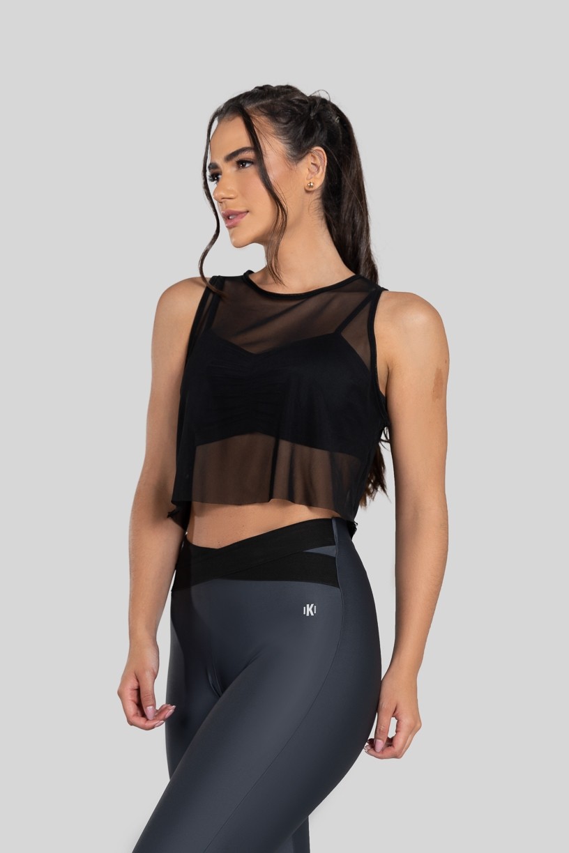 Cropped Soltinho de Tule (Preto)  Ref K2874-A