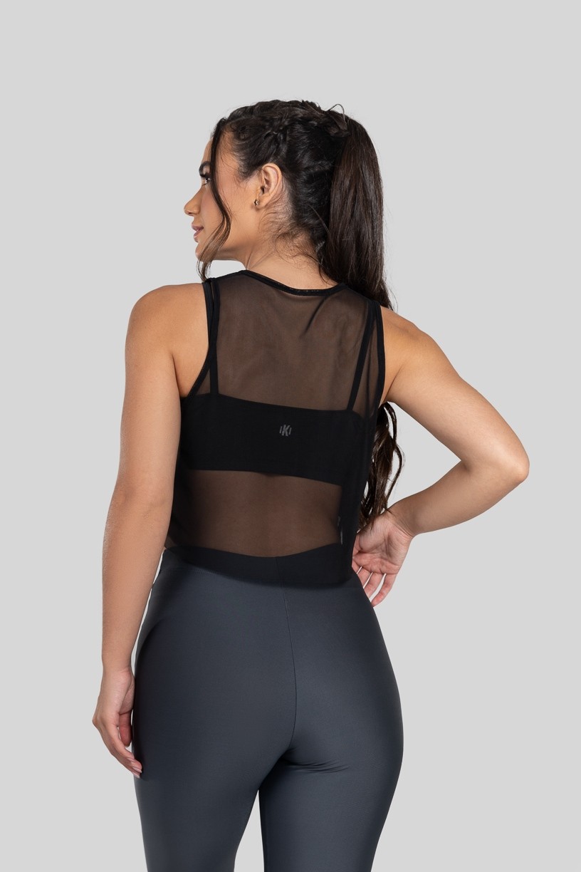 Cropped Soltinho de Tule (Preto)  Ref K2874-A