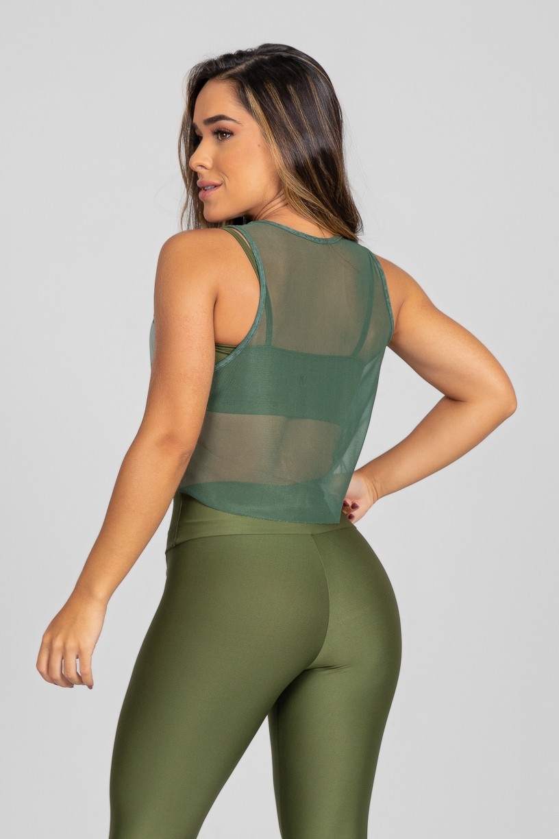 Cropped Soltinho de Tule (Verde Militar) | Ref: K2874-E