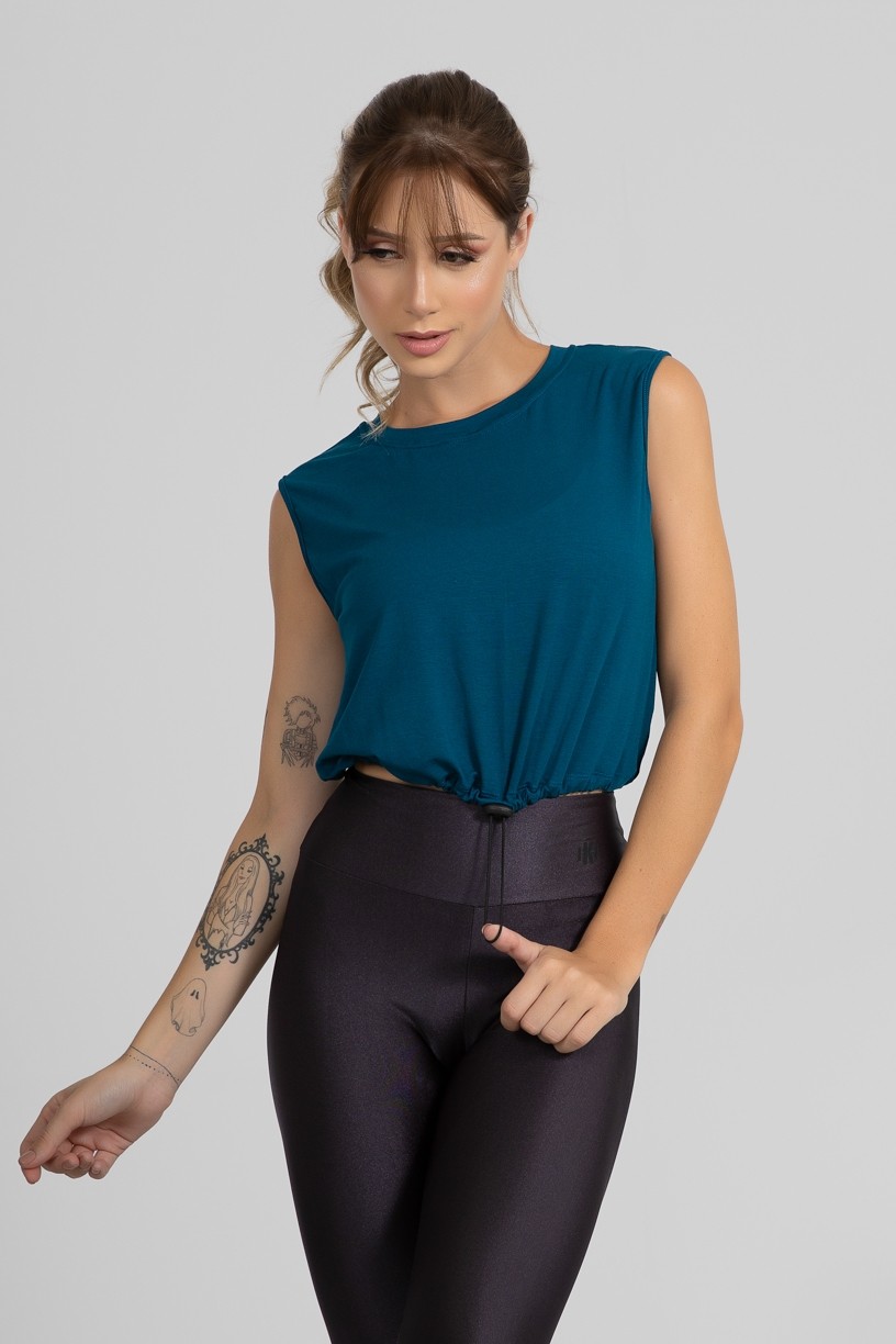 Cropped Viscolycra com Regulagem (Azul Petróleo) | Ref: GO412-E