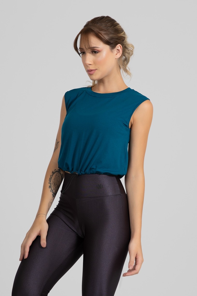 Cropped Viscolycra com Regulagem (Azul Petróleo) | Ref: GO412-E