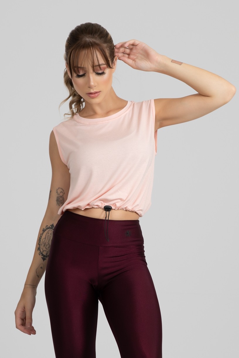 Cropped Viscolycra com Regulagem (Rosa Claro) | Ref: GO412-D