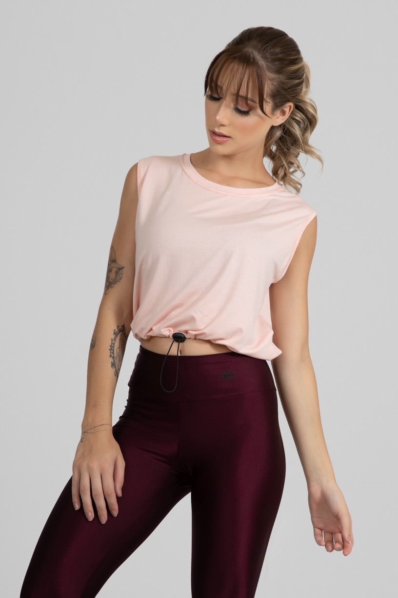 Cropped Viscolycra com Regulagem (Rosa Claro) | Ref: GO412-D