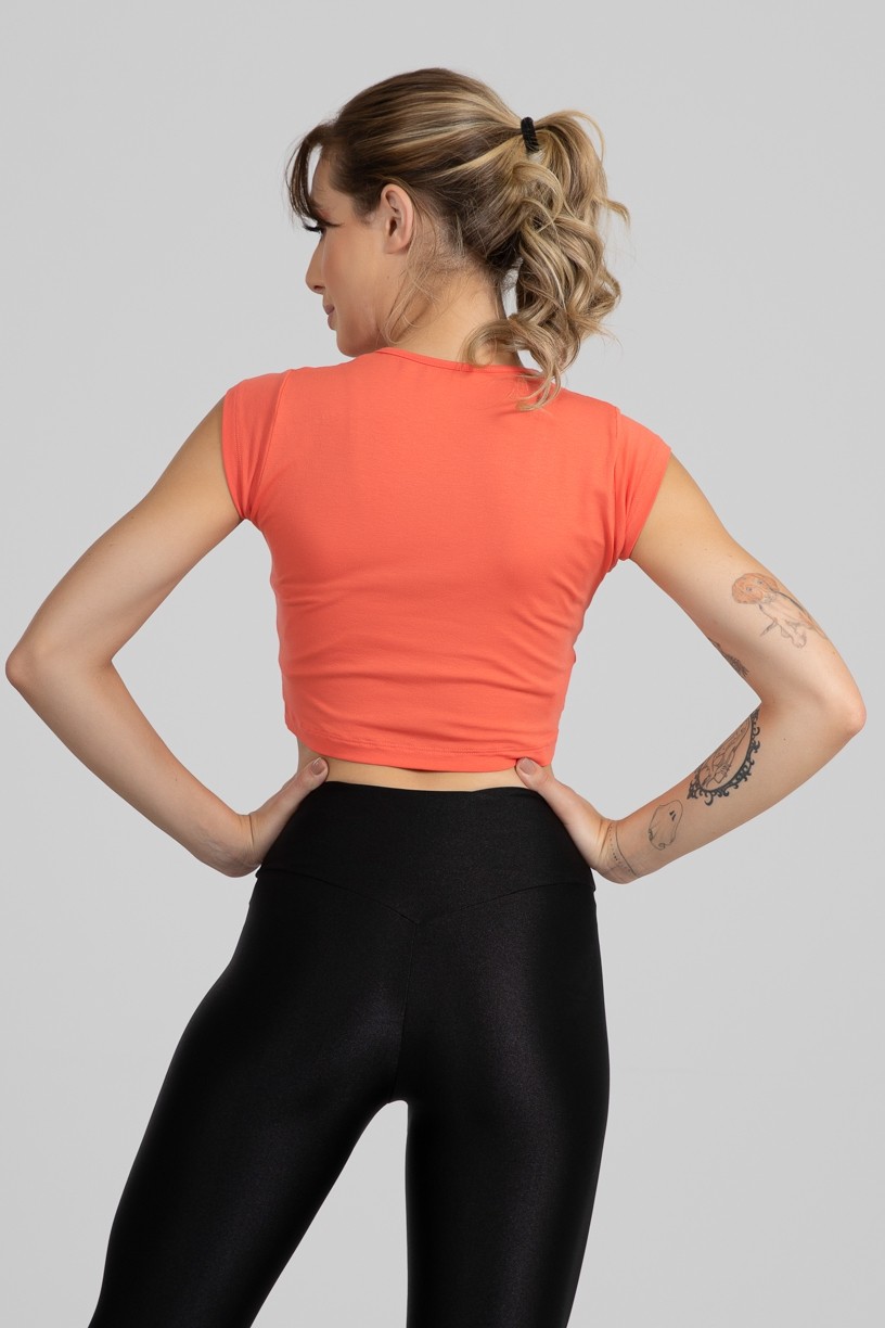 Cropped Viscolycra Manga Japonesa (Coral) | Ref: GO399-D