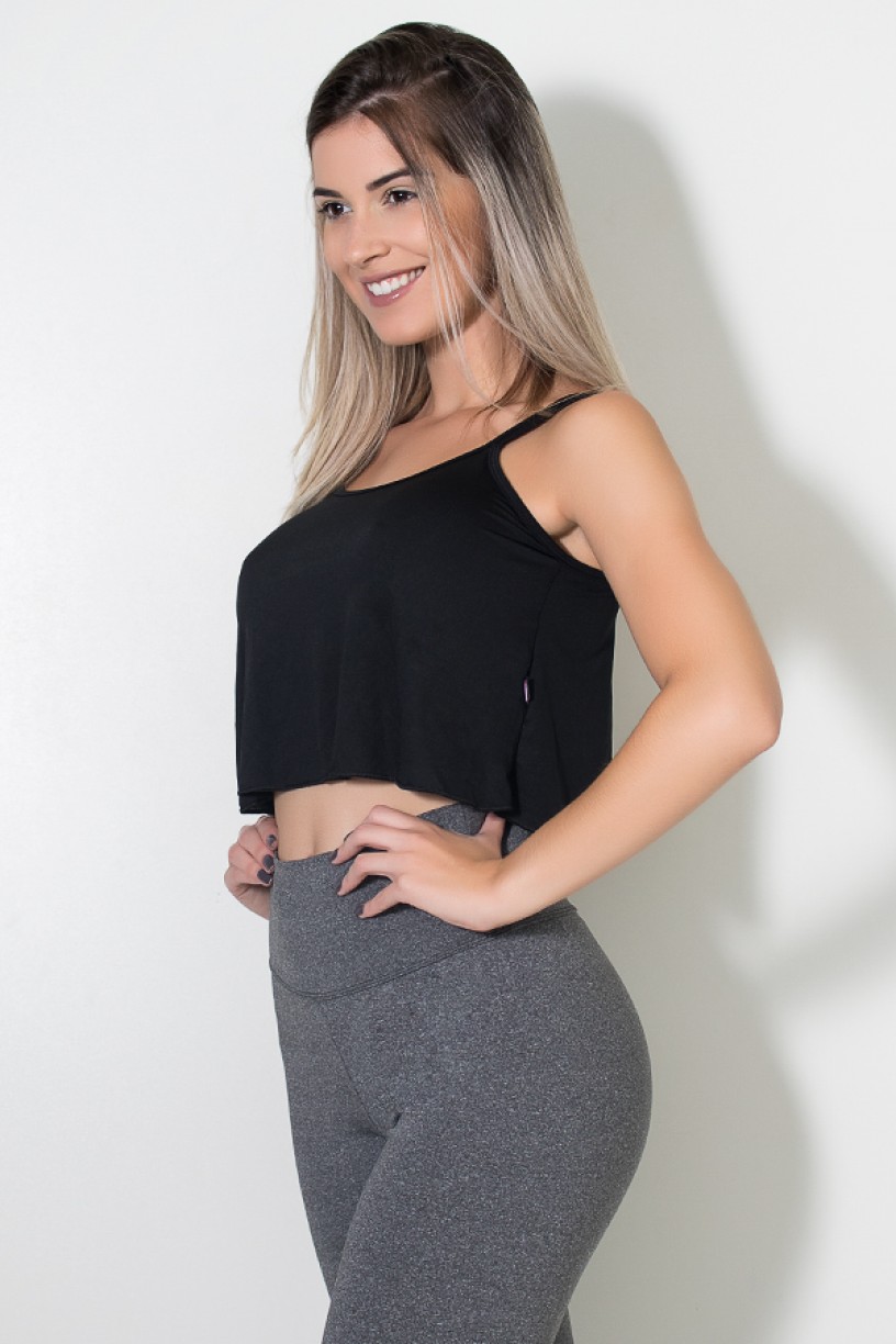 Cropped Elisa Microsensy com Alça Dupla (Preto) | Ref: CRP091-001/000/000