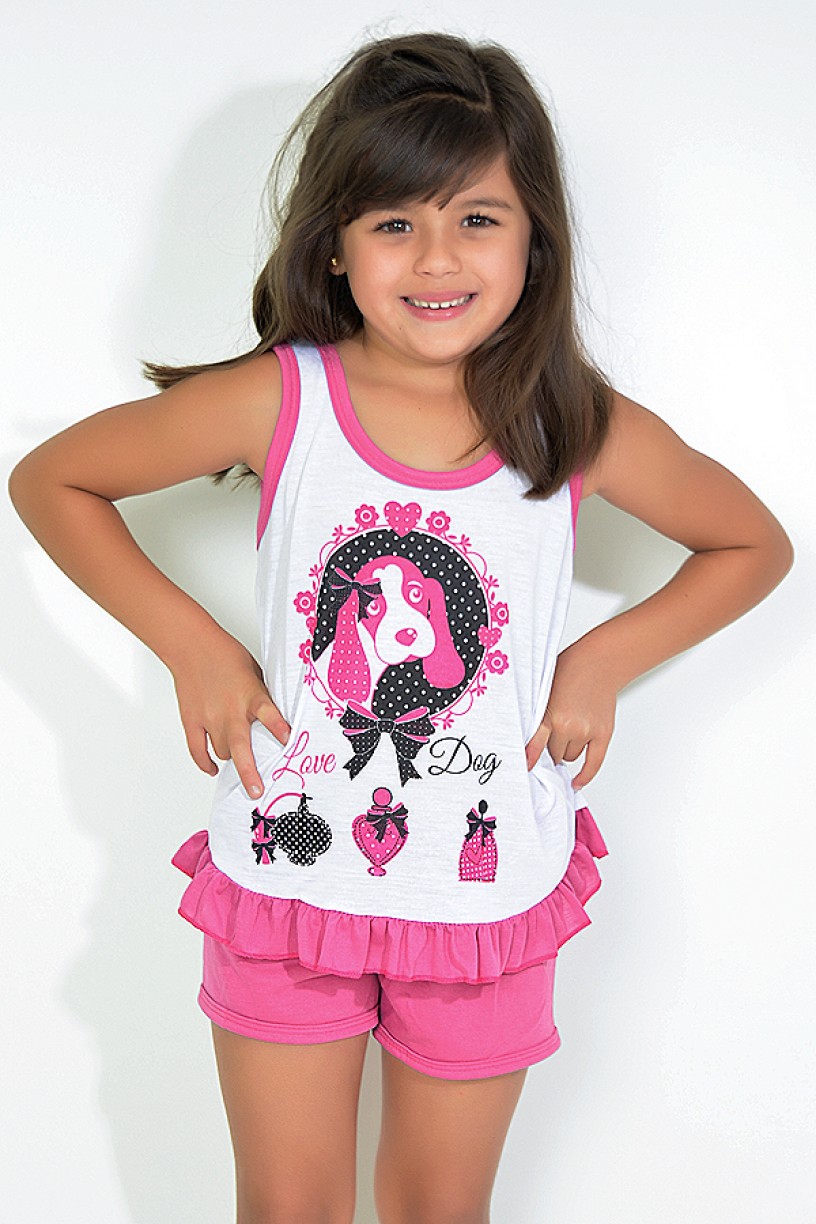 Babydoll Infantil 059 (Pink com cachorro)