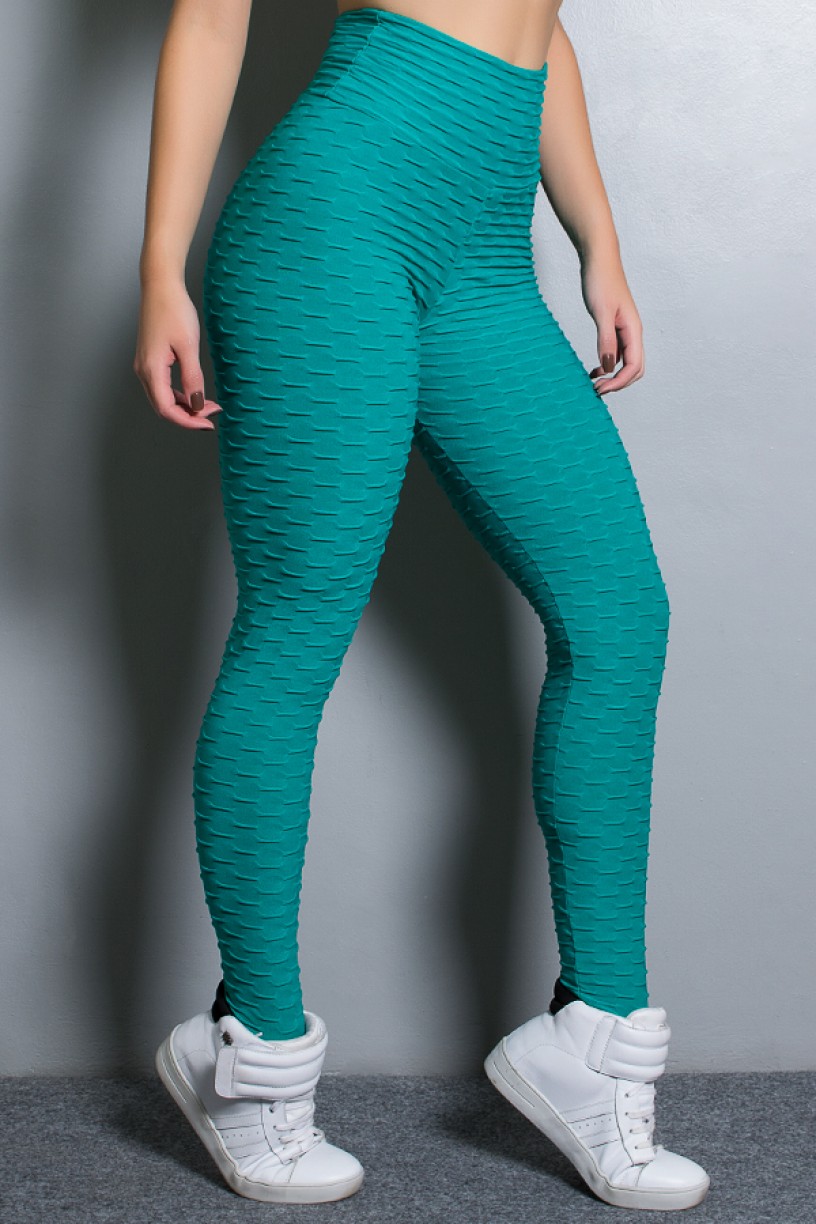 Calça Legging Tecido Bolha (Verde Esmeralda) | Ref: KS-F103-010