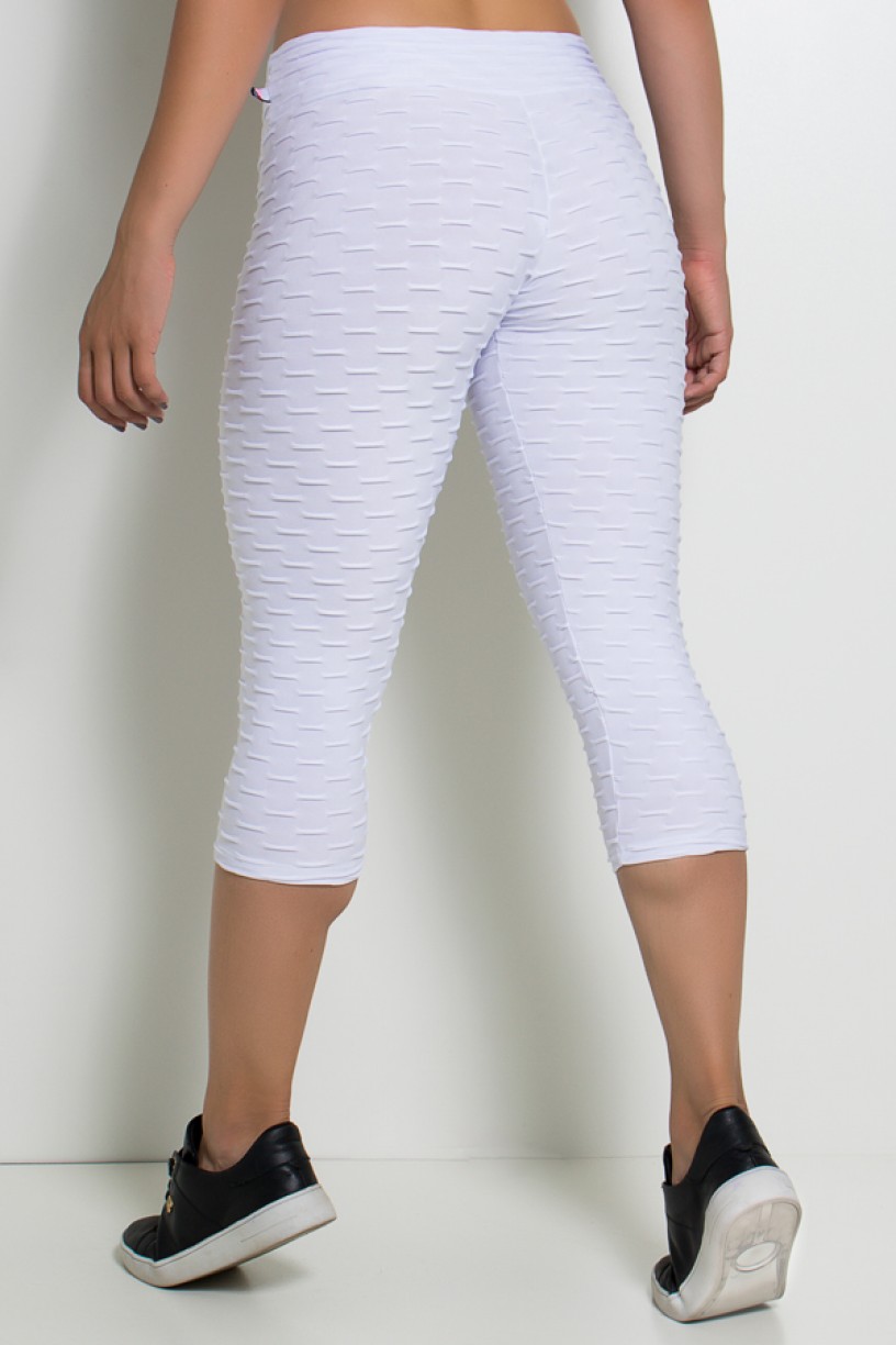 Calça Corsário Tecido Bolha (Branco) | Ref: KS-F105-002