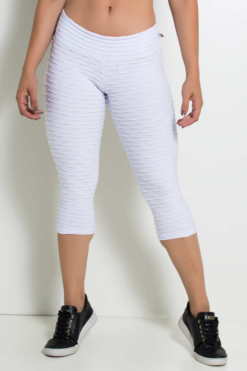 Calça Corsário Tecido Bolha (Branco) | Ref: KS-F105-002