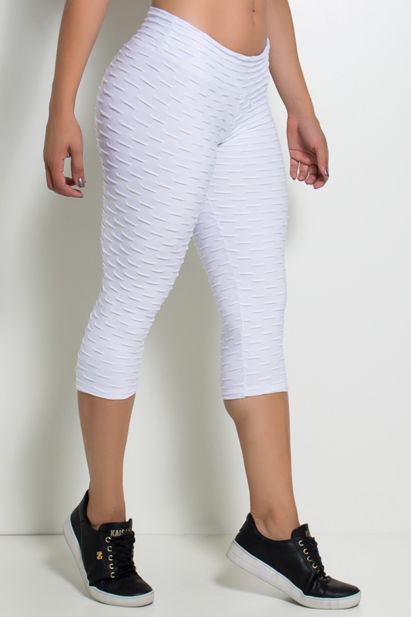 Calça Corsário Tecido Bolha (Branco) | Ref: KS-F105-002