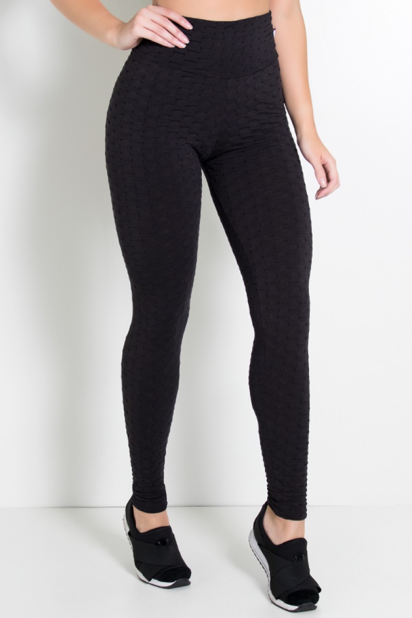 Calça Legging Tecido Bolha Invertida (Preto) | Ref: KS-F119-003