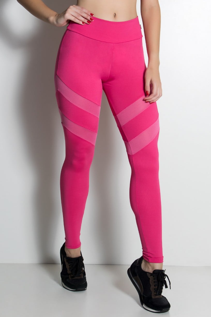 Legging Lisa com Listras Dry Fit (Rosa Pink) | Ref.: KS-F1274-001 