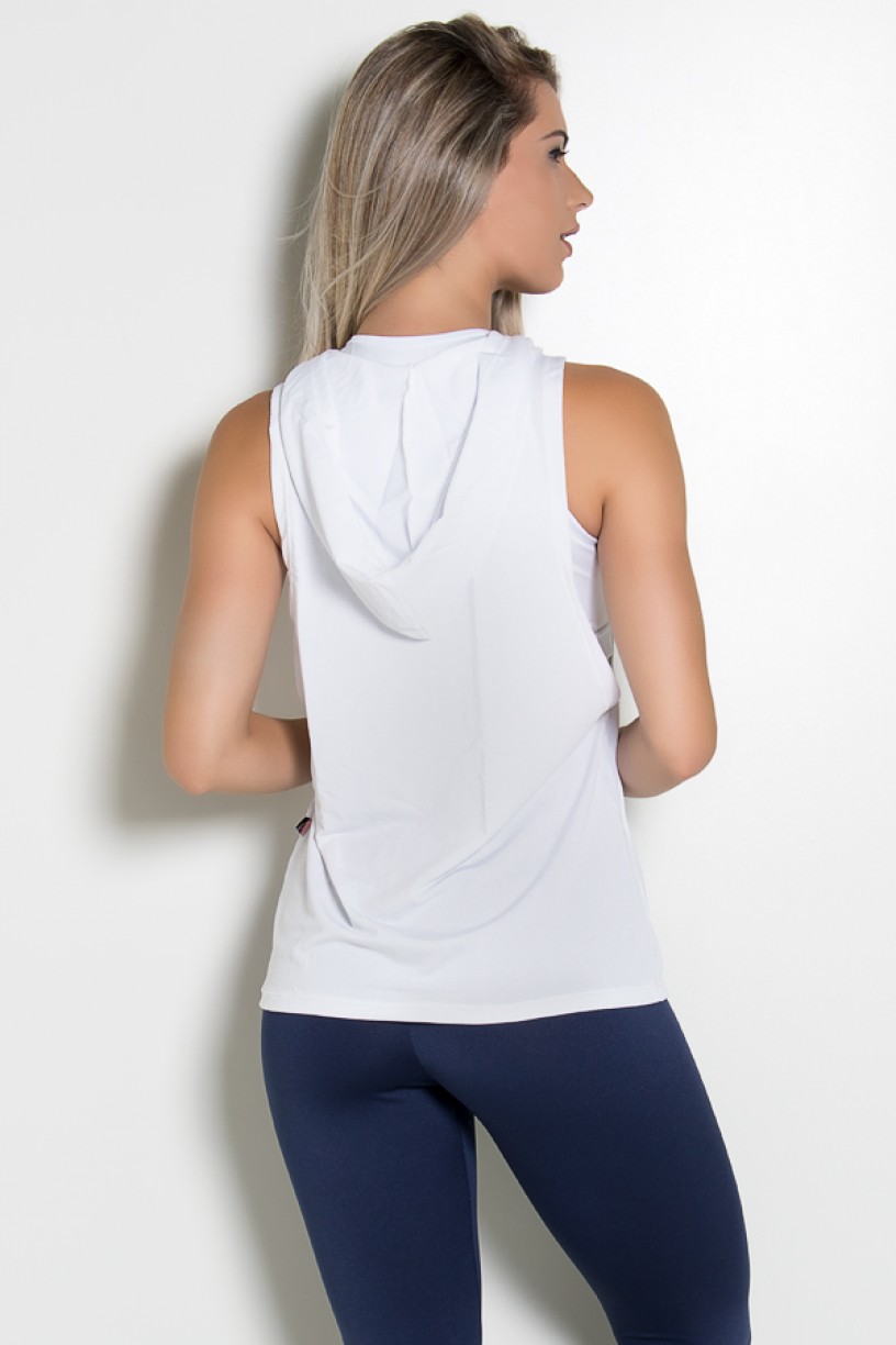Camiseta Dry Fit com Capuz (Branco) | Ref: KS-F1431-002