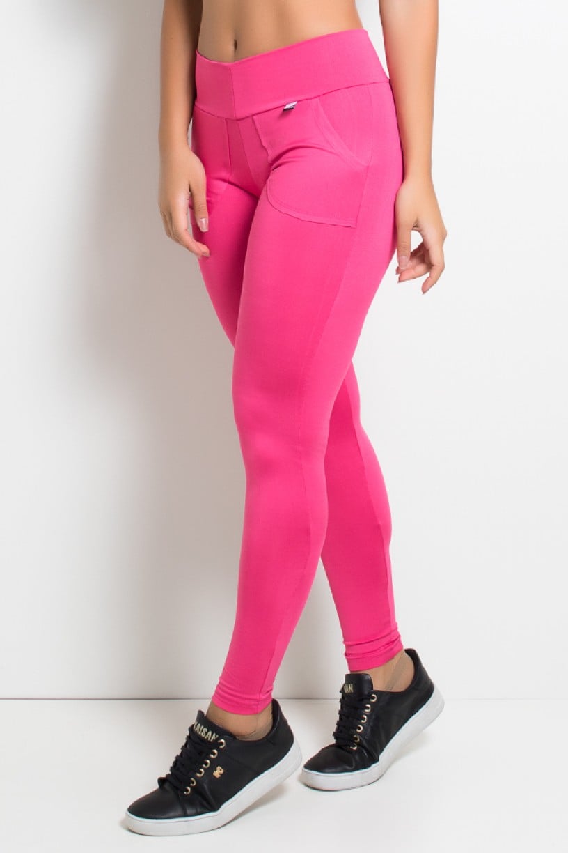 Calça Legging Lisa com Bolso (Rosa Pink) | Ref: KS-F146-002