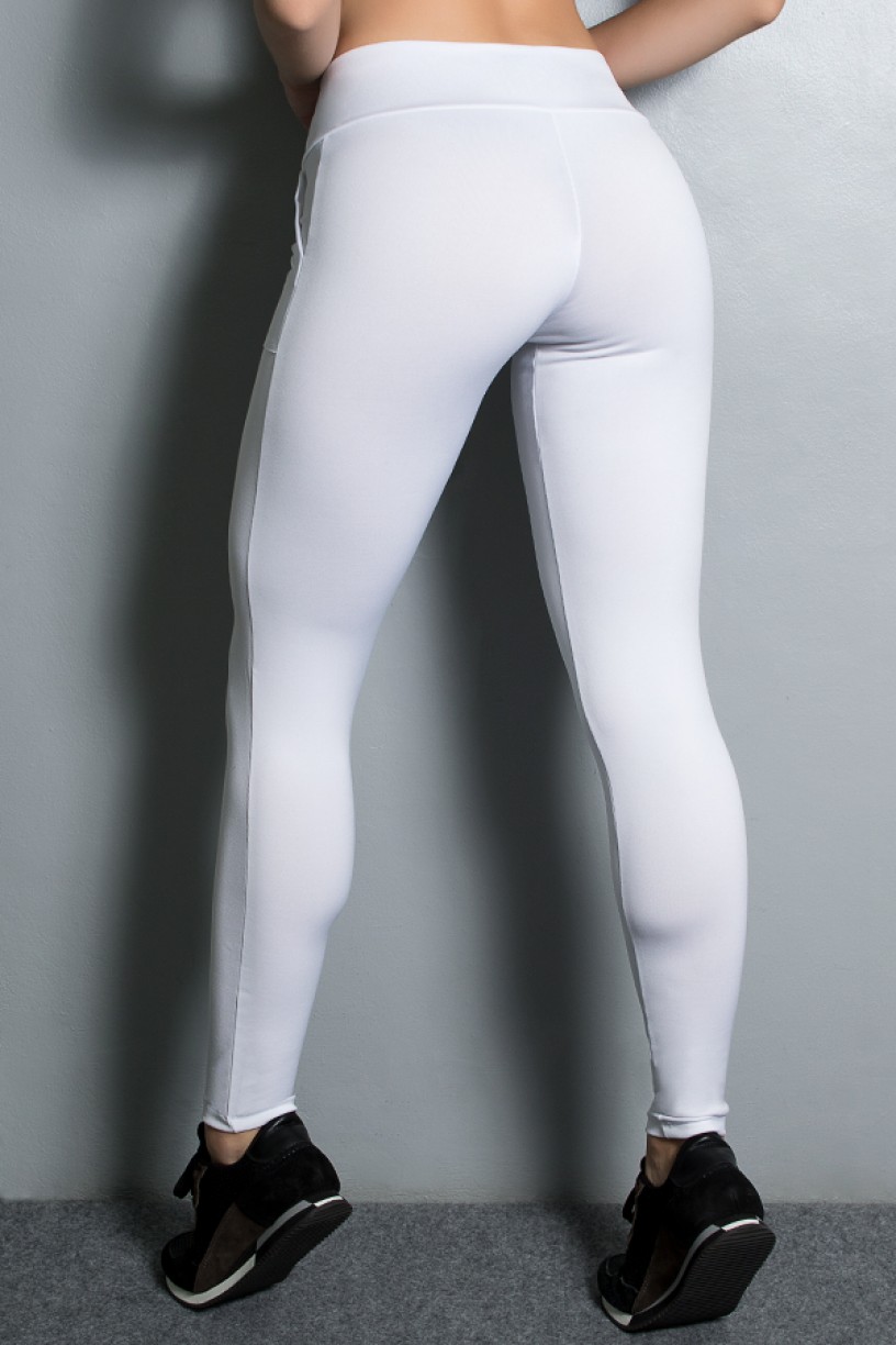 Calça Legging Lisa com Bolso (Branco) | Ref: KS-F146-006