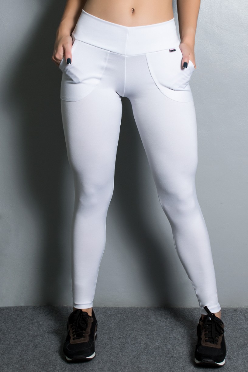 calça legging flare branca