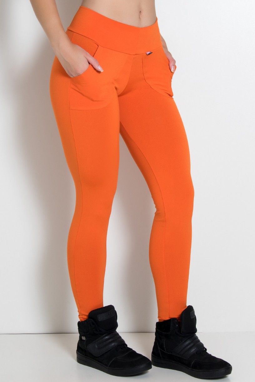 Calça Legging Lisa com Bolso (Laranja) | Ref: KS-F146-008