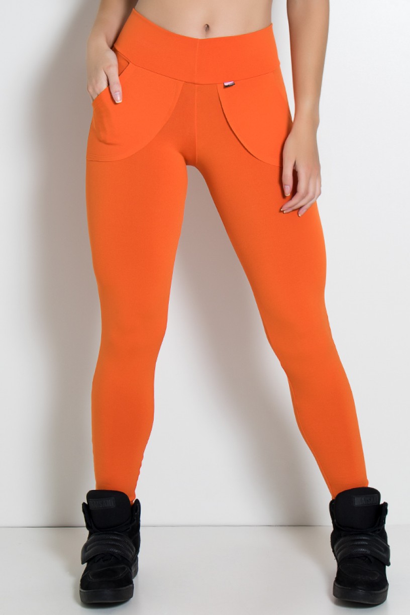 Calça Legging Lisa com Bolso (Laranja) | Ref: KS-F146-008